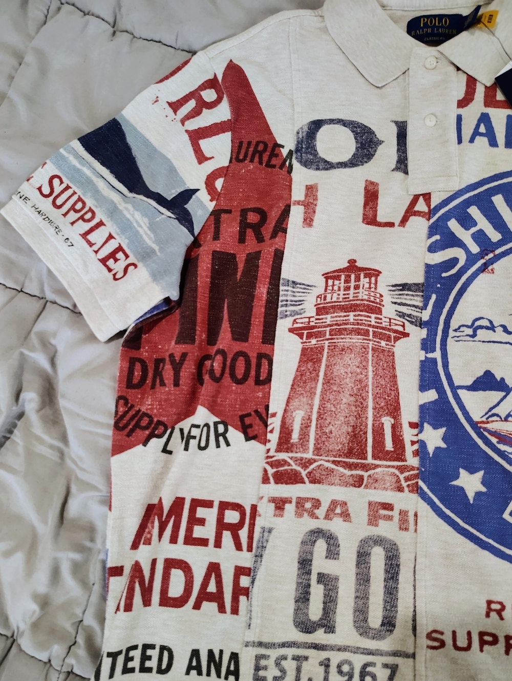 Polo Ralph Lauren Polo Shirt NWT Nautical Graphic Classic Fit Medium - Picture 3 of 5